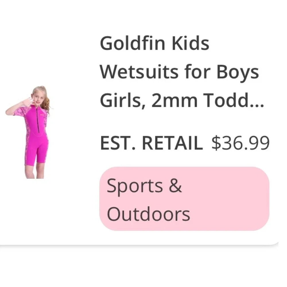 Goldfin Kids 2mm Neoprene Wetsuit Pink Butterfly Shorty Swimsuit Size 16